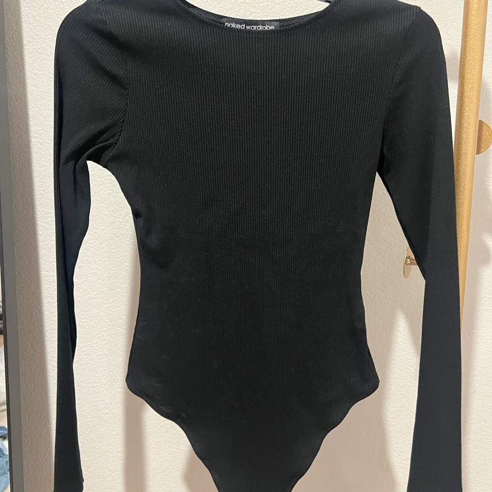NWOT Naked Wardrobe Black Ribbed Bodysuit